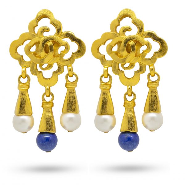 Vintage pearl drop Gripoix earrings