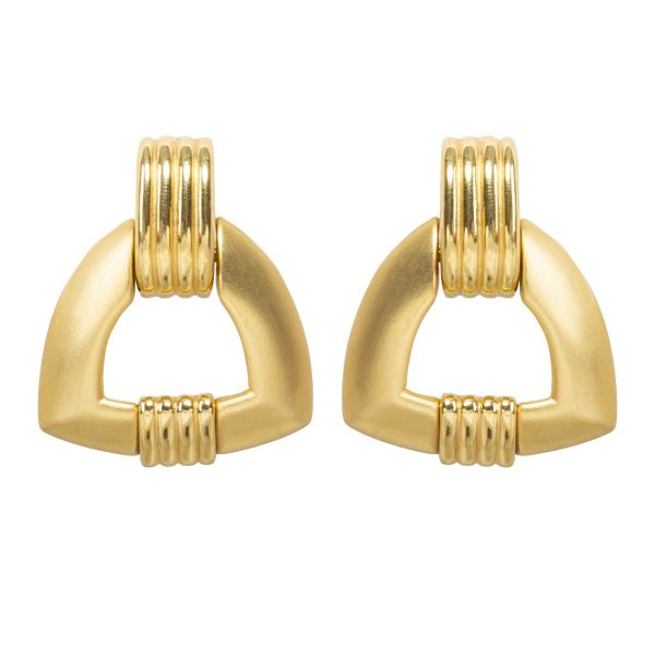 Vintage triangle shape gold hoop earrings