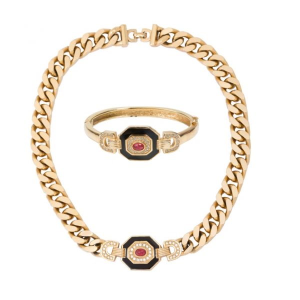Vintage art deco short necklace bracelet set