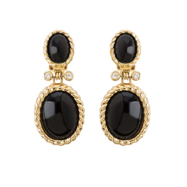 Vintage black stone dangle earrings