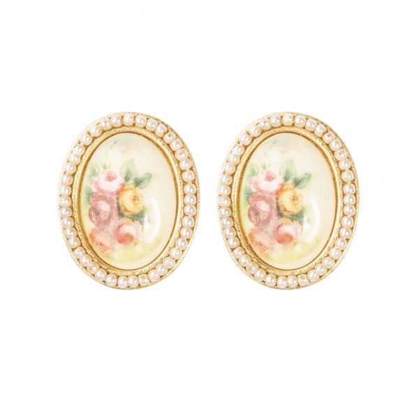 Vintage Haute Couture flower cameo earrings