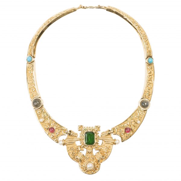Vintage Egyptian motif gold necklace