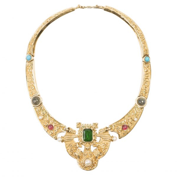 Vintage Egyptian motif gold necklace