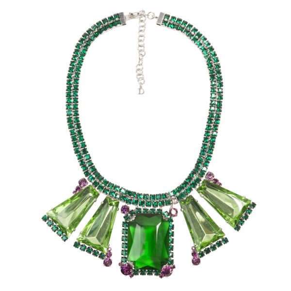 Vintage green large crystal necklace