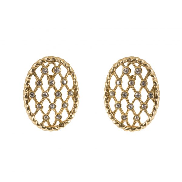 Vintage basket design oval earrings