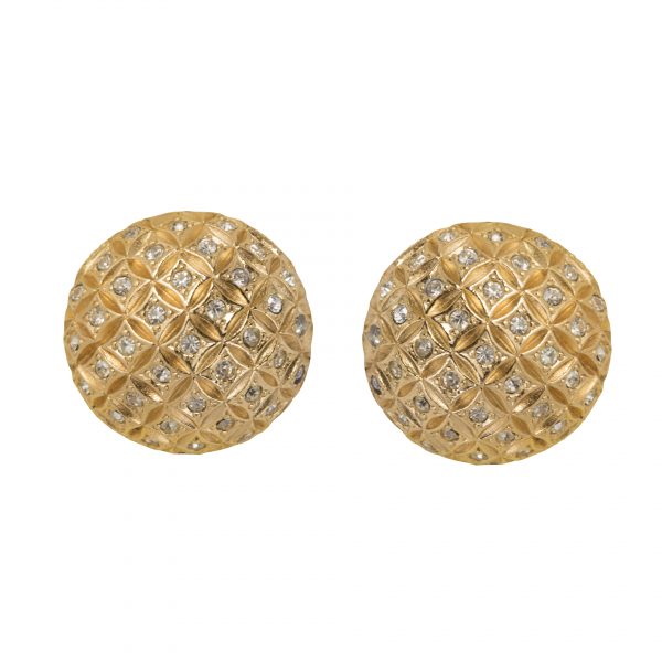 Vintage rhinestone sphere gold earrings