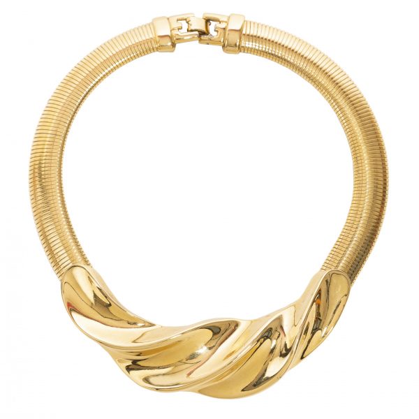 Vintage gold wave collar necklace