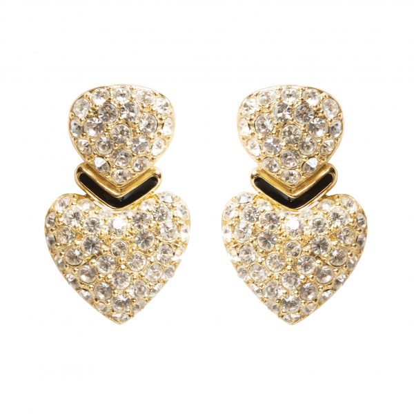 Vintage crystal heart dangle earrings