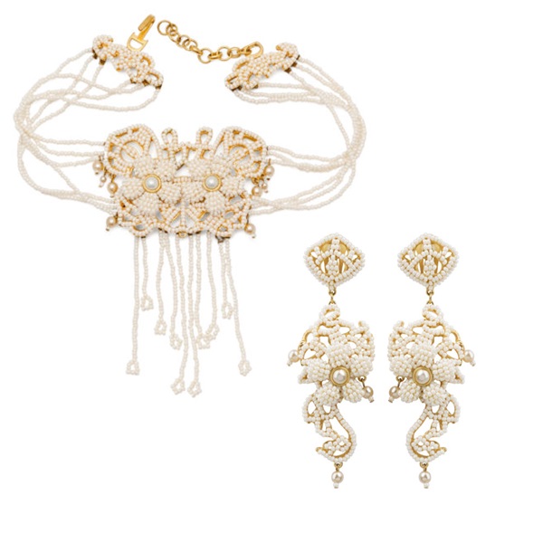Vintage haute couture white pearl set