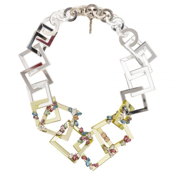 Plexiglass statement square necklace