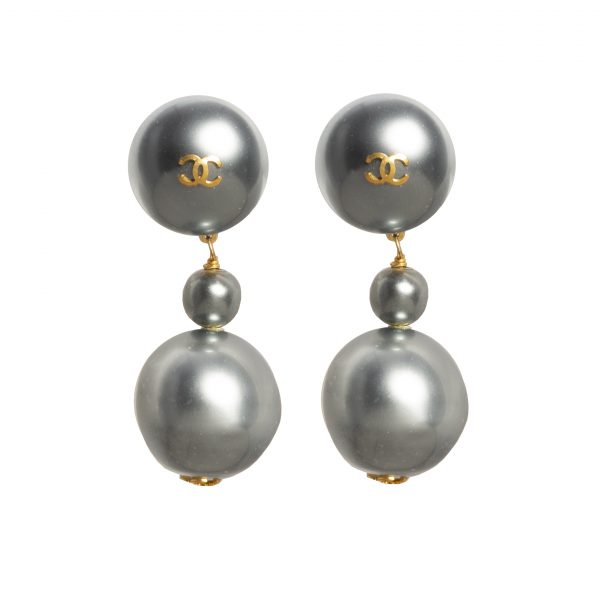 Vintage large grey dangle earrings
