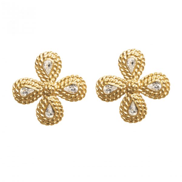 Vintage gold rope cross earrings