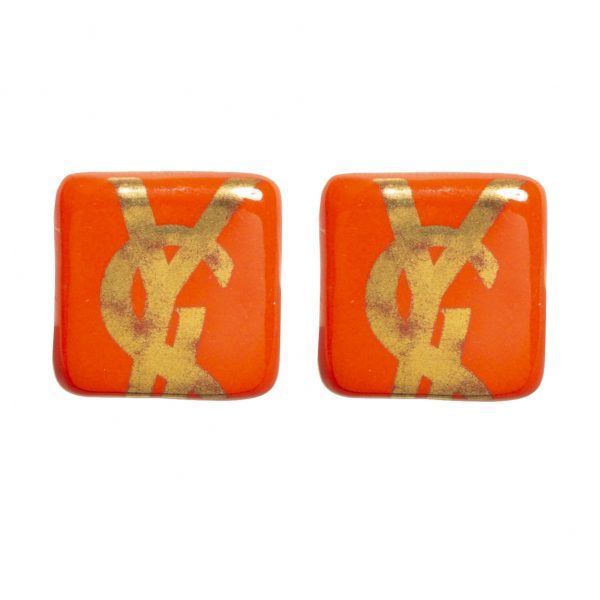Vintage red square enamel YSL earrings