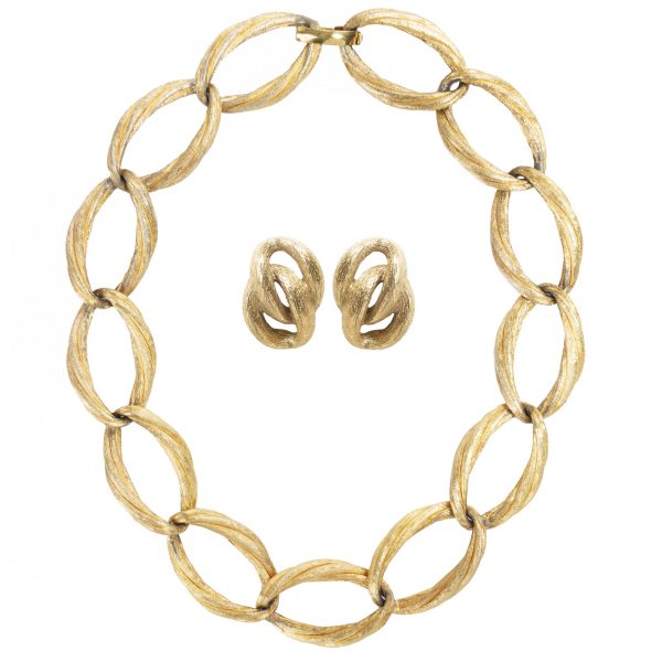 Vintage gold ribbed chain set