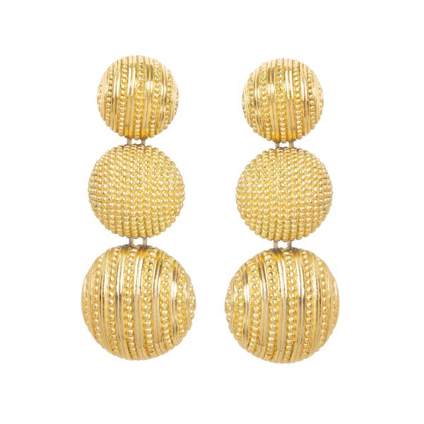 Vintage gold sphere dangle earrings