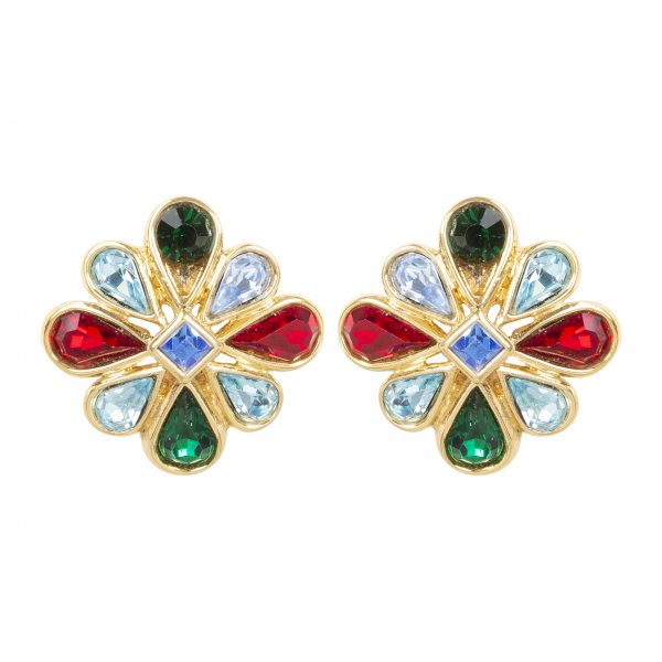 Vintage colourful stones star earrings