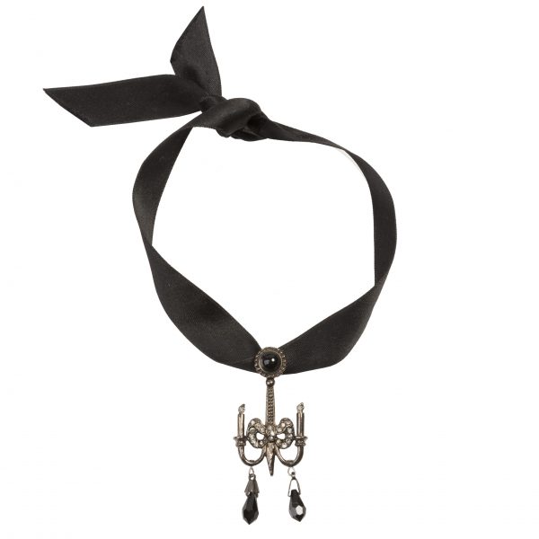 Vintage black ribbon chandelier detail choker