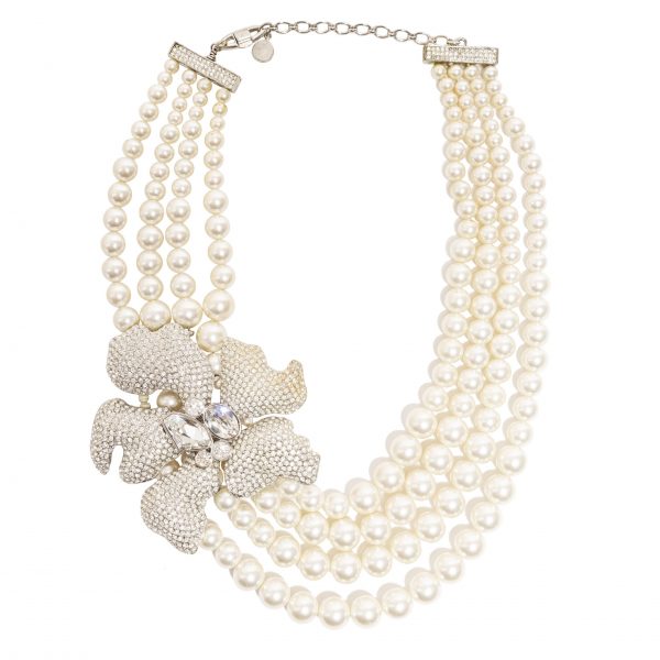 Vintage haute couture flower pearl necklace
