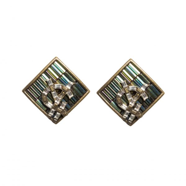 Vintage rhinestone glass beads earrings