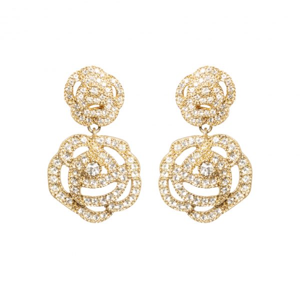 Vintage crystal rose drop earrings