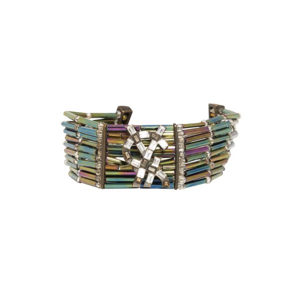 Vintage rhinestone glass beads bracelet
