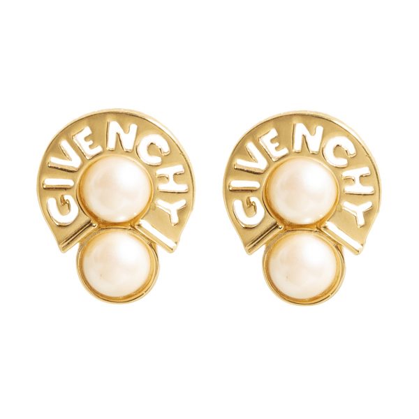 Vintage cut out logo earrings with pearl