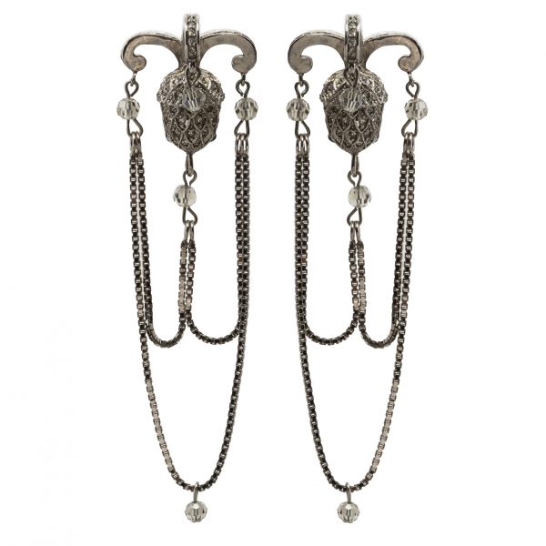 Vintage dark silver acorn earrings