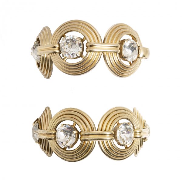 Vintage crystal stone gold bracelet set
