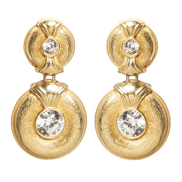 Vintage gold round dangle earrings