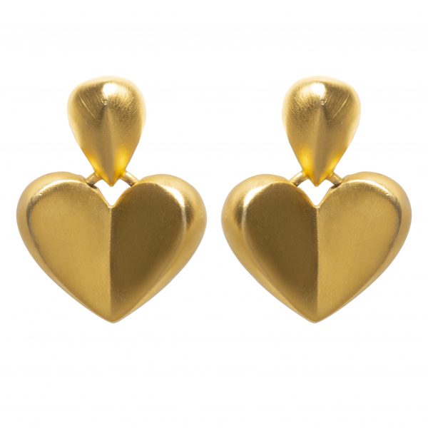Vintage heart door knocker gold earrings