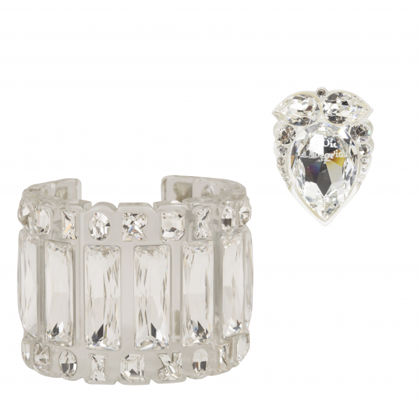 Vintage lucite crystal bracelet and ring set