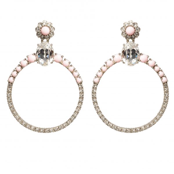 Crystal hoop earrings with pink stones
