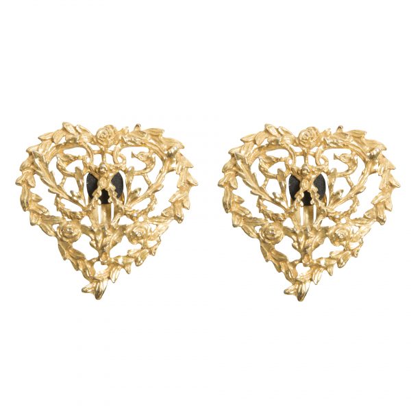 Vintage gold heart branch earrings