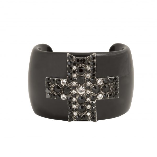 Vintage black enamel cross bracelet