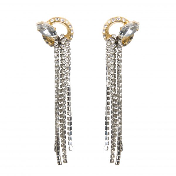 Waterfall silver rhinestones earrings