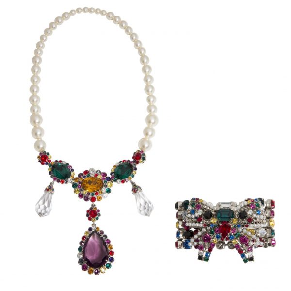 Flower colourful stone pearl two piece set