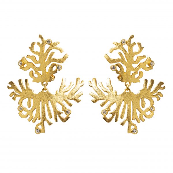Vintage gold matte flower earrings