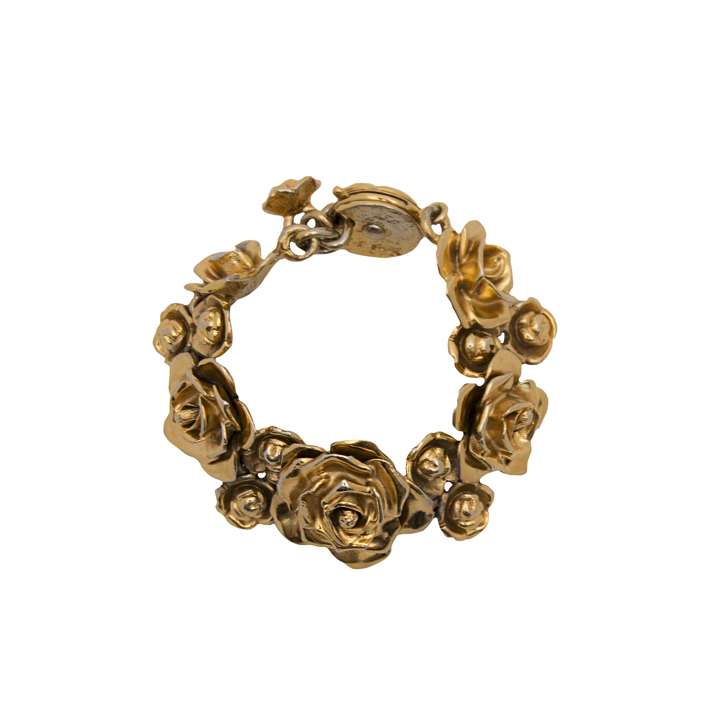 Vintage camellia flower gold bracelet