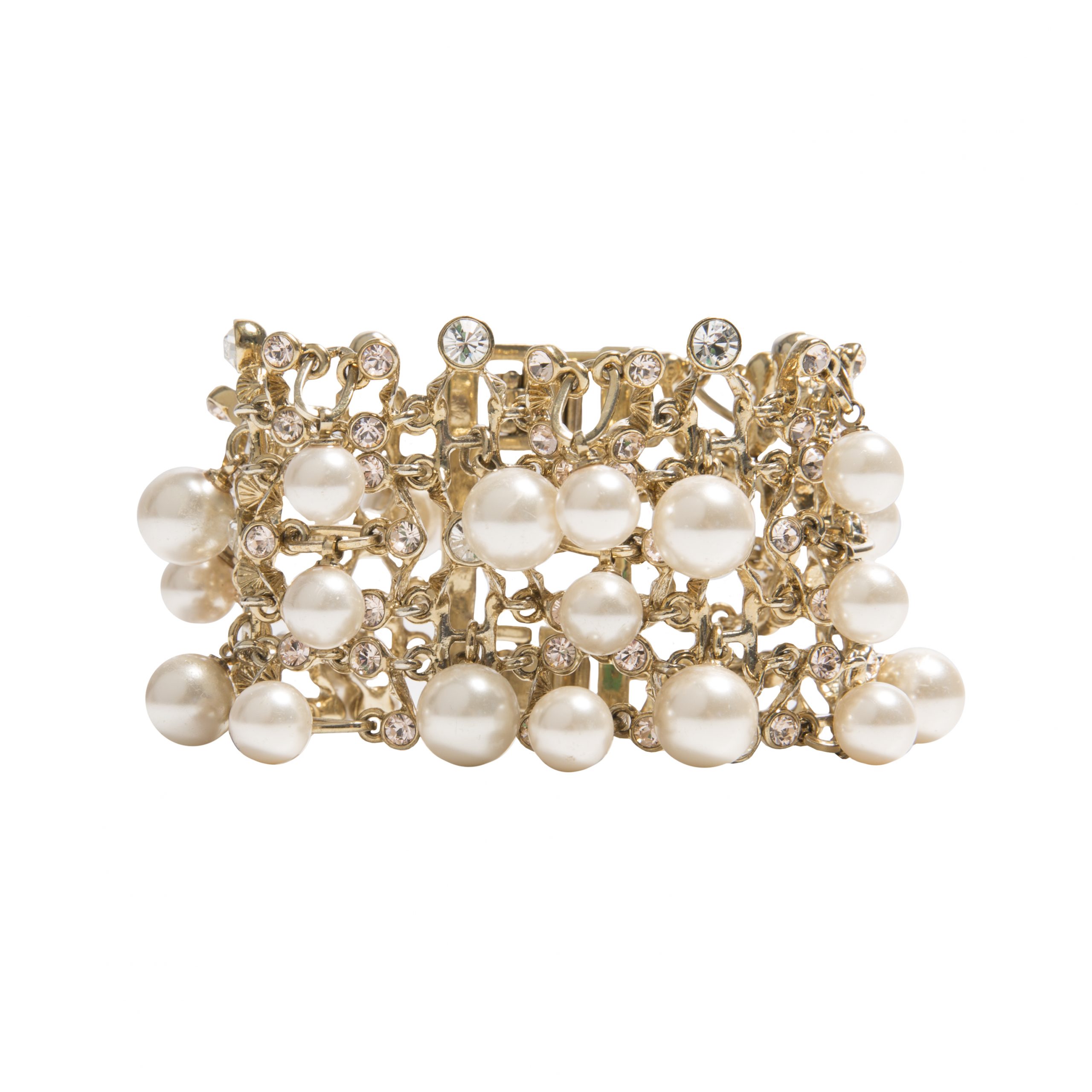 Vintage pearl gold knitted bracelet