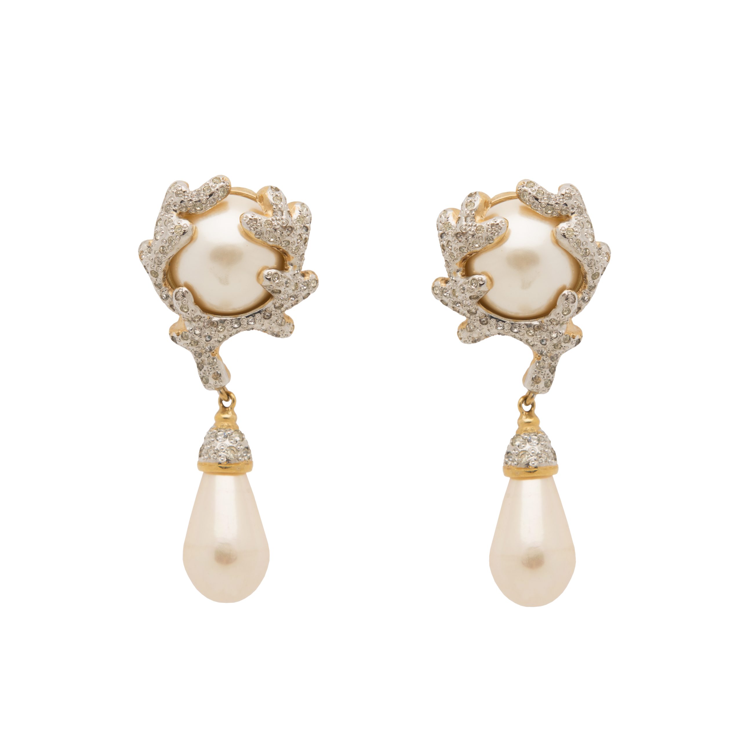 Vintage haute couture pearl sparkle earrings