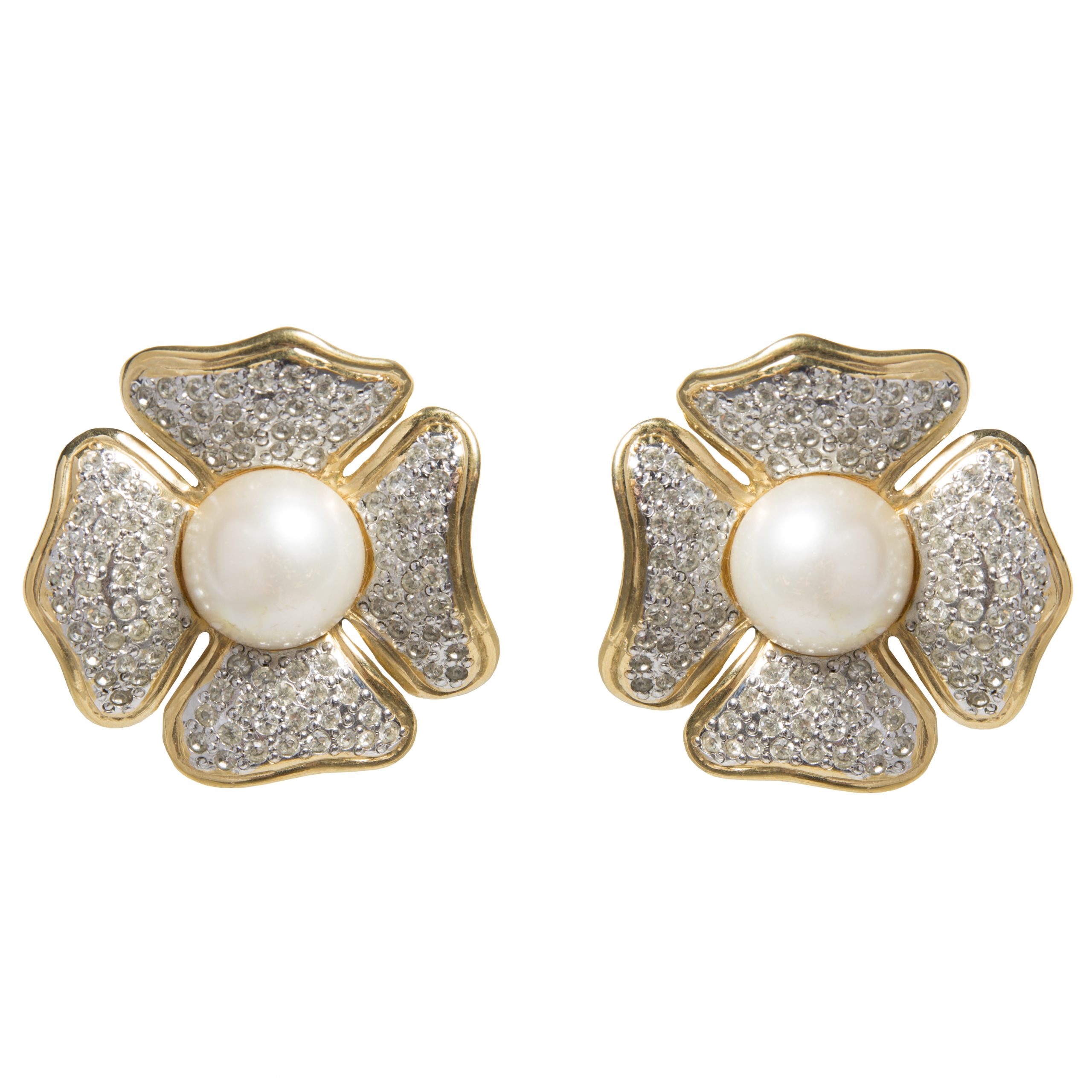 Vintage haute couture oversize flower earrings