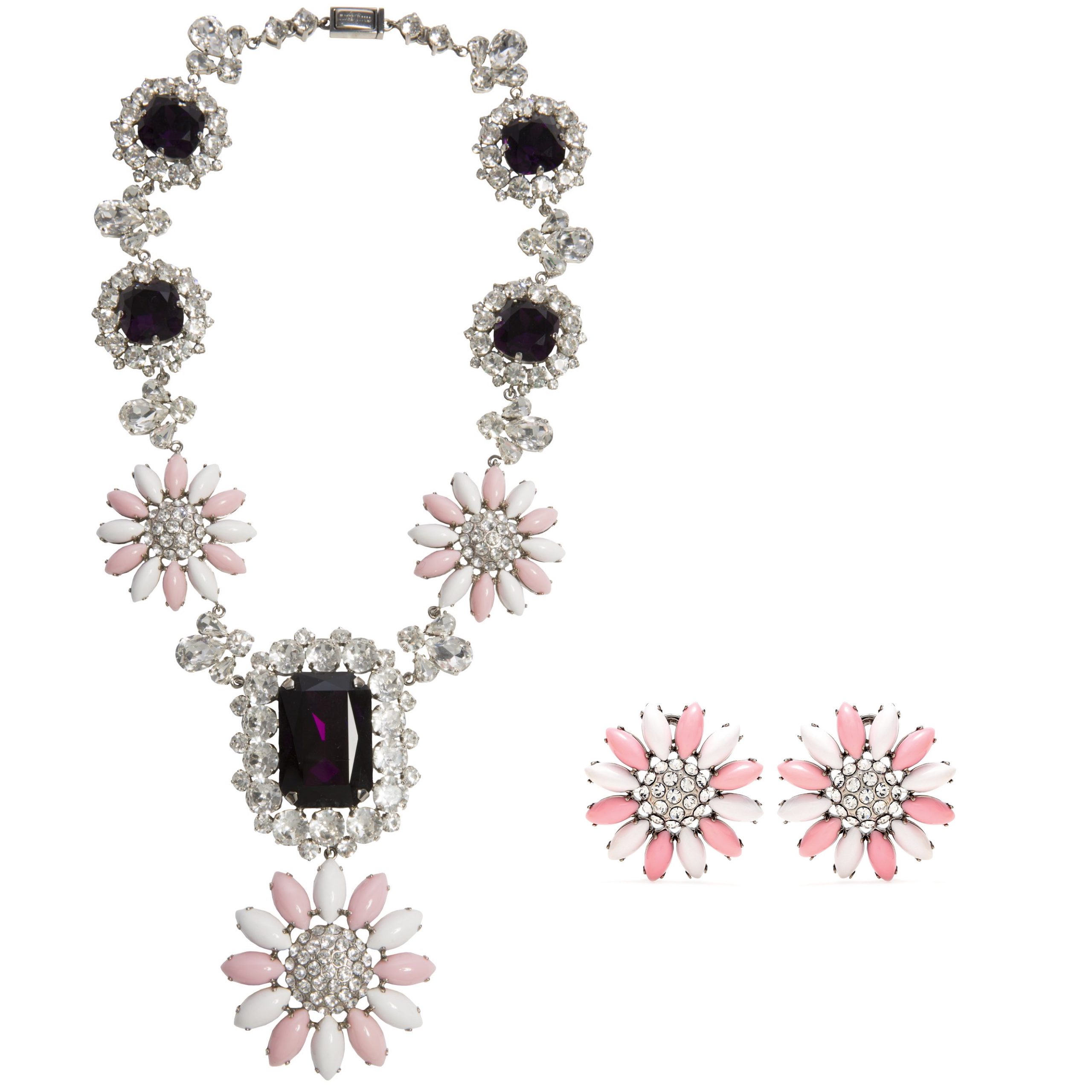 Pastel daisy crystal earrings set