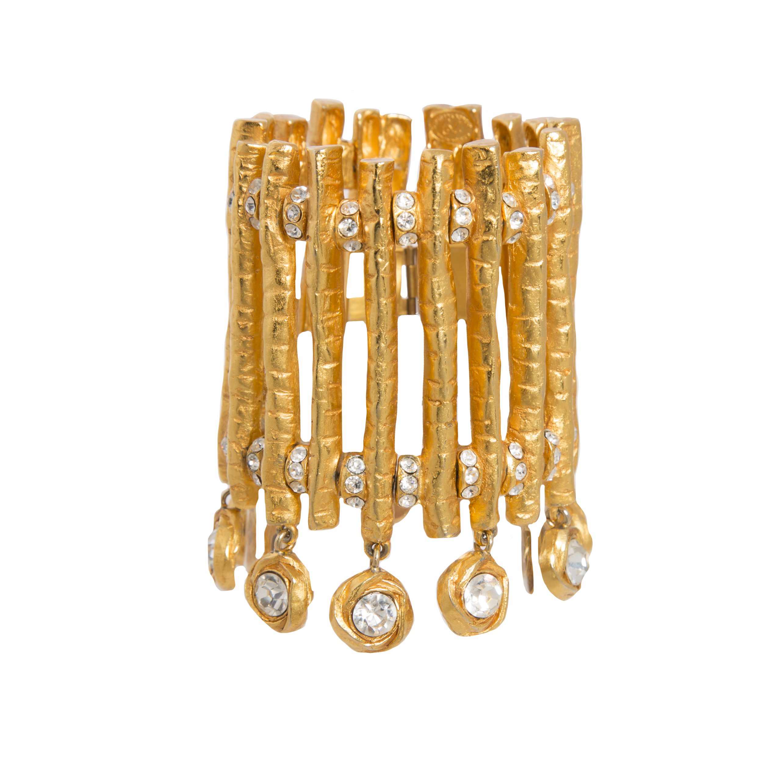 Vintage gold statement bracelet with crystals