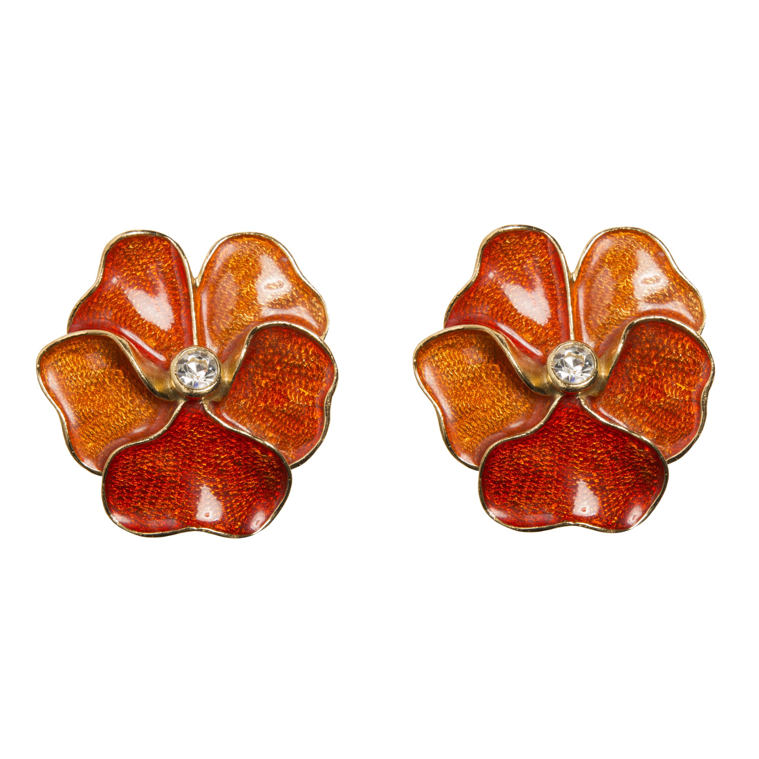 Vintage large scarlet red flower earrings
