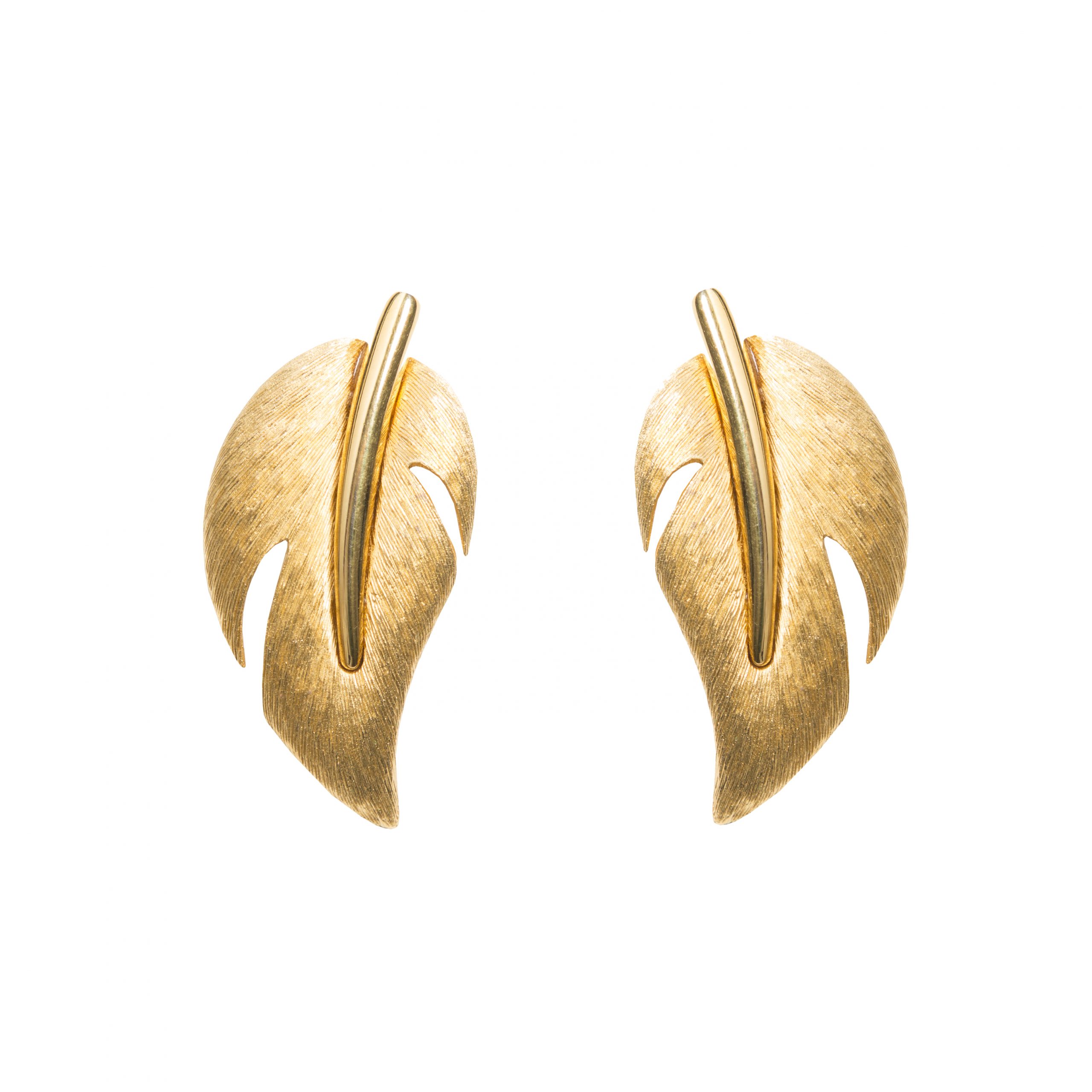 Vintage shiny gold leaf earrings