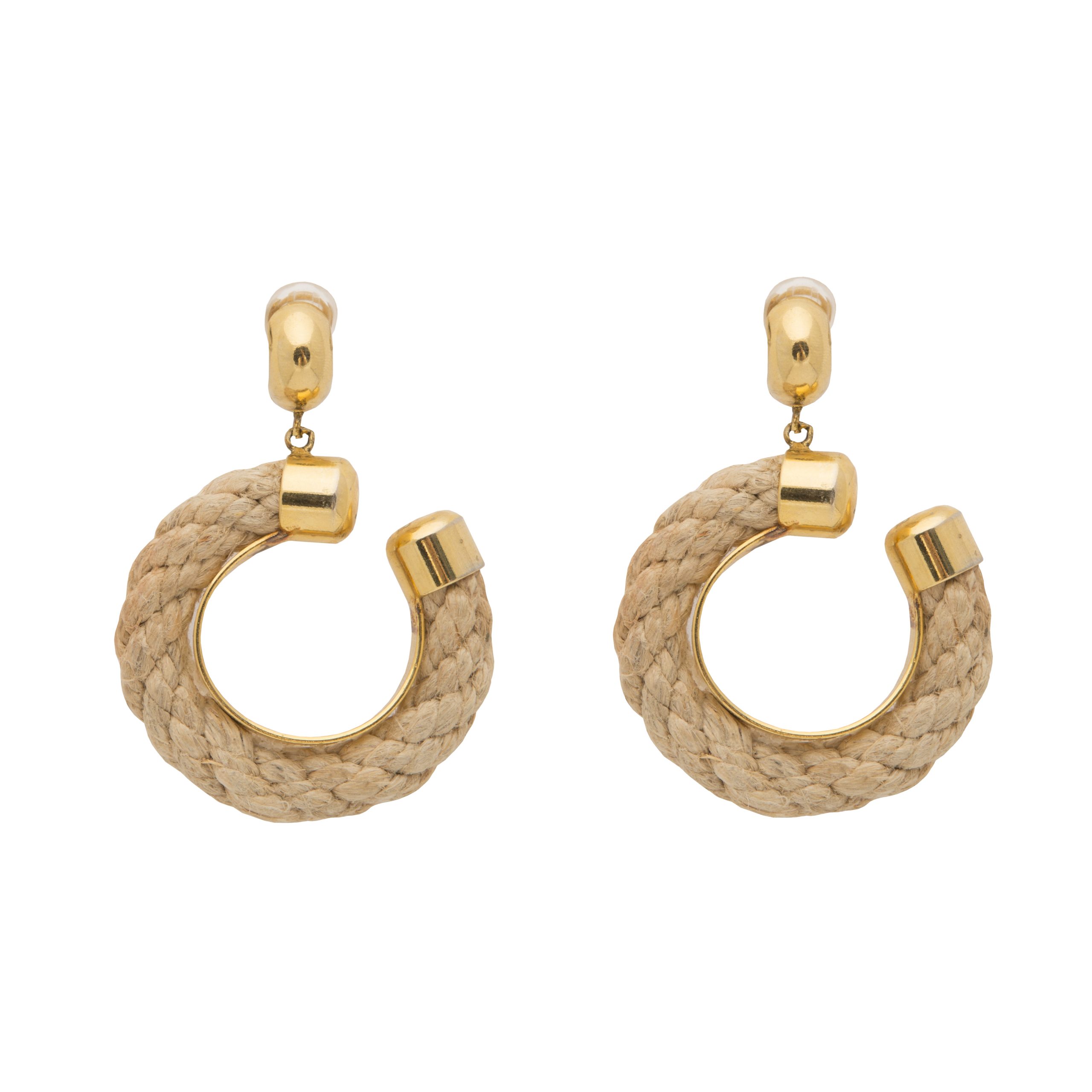 Vintage rope hoop gold earrings
