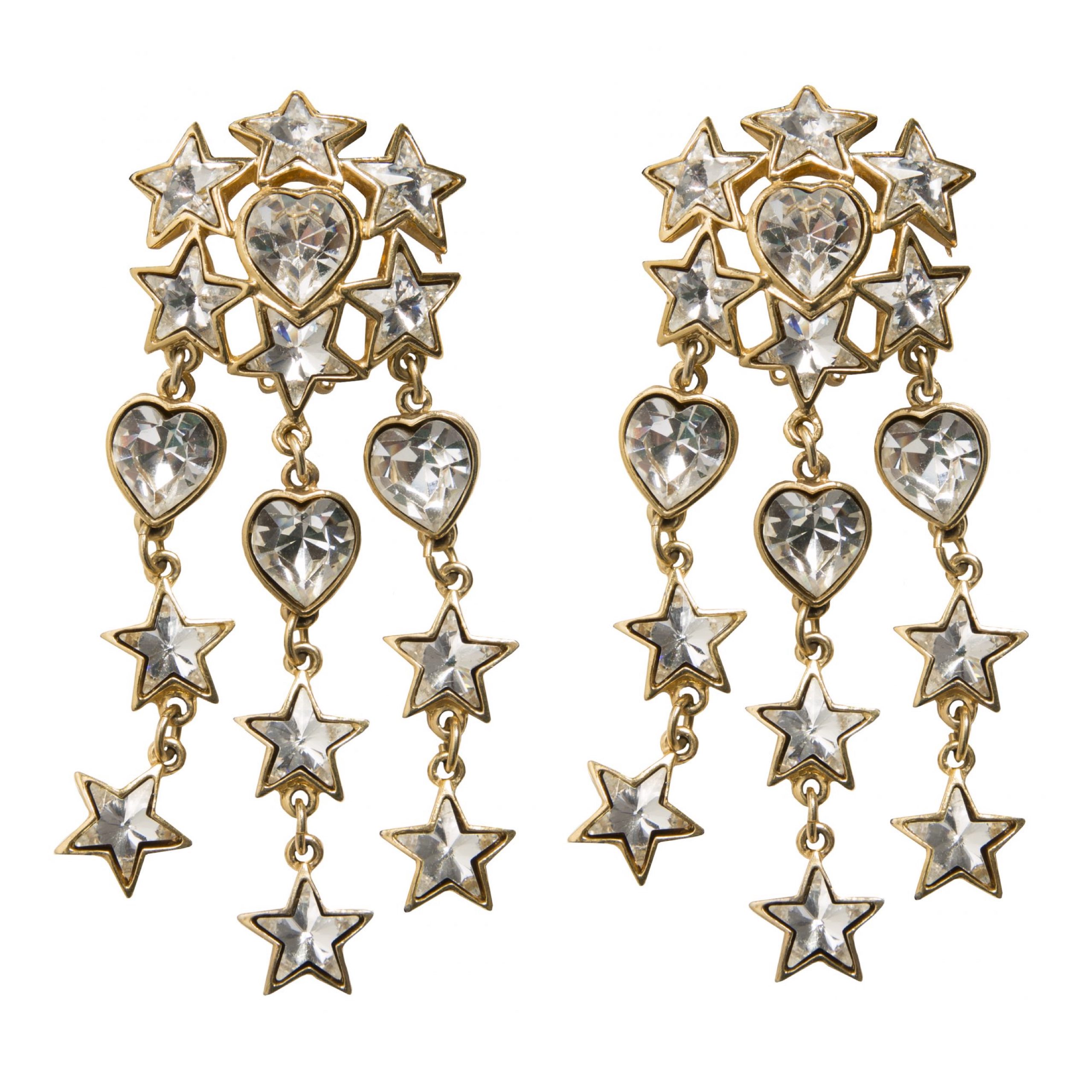 Vintage star chandelier crystal earrings