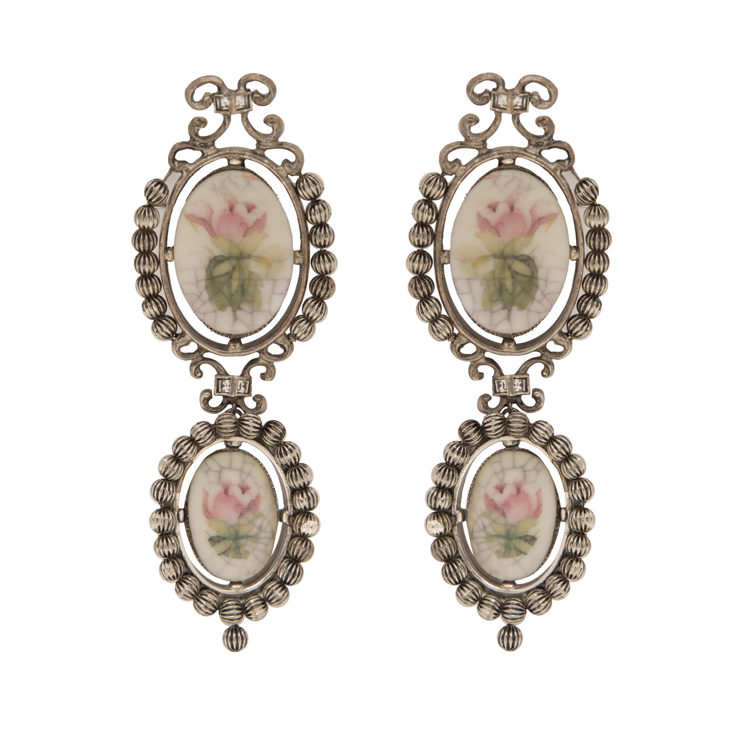 Vintage haute couture porcelain cameo earrings