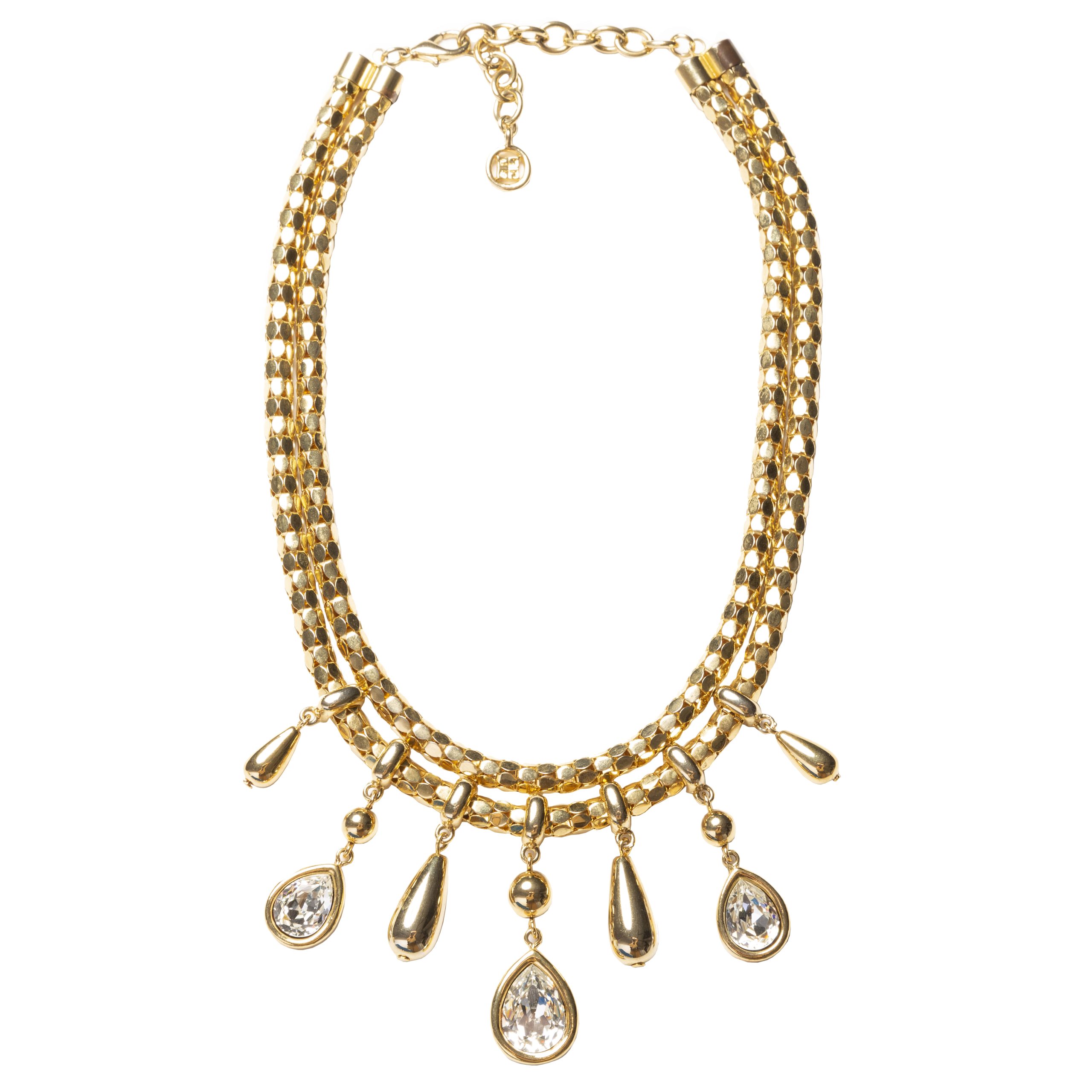 Vintage teardrop crystal chain necklace