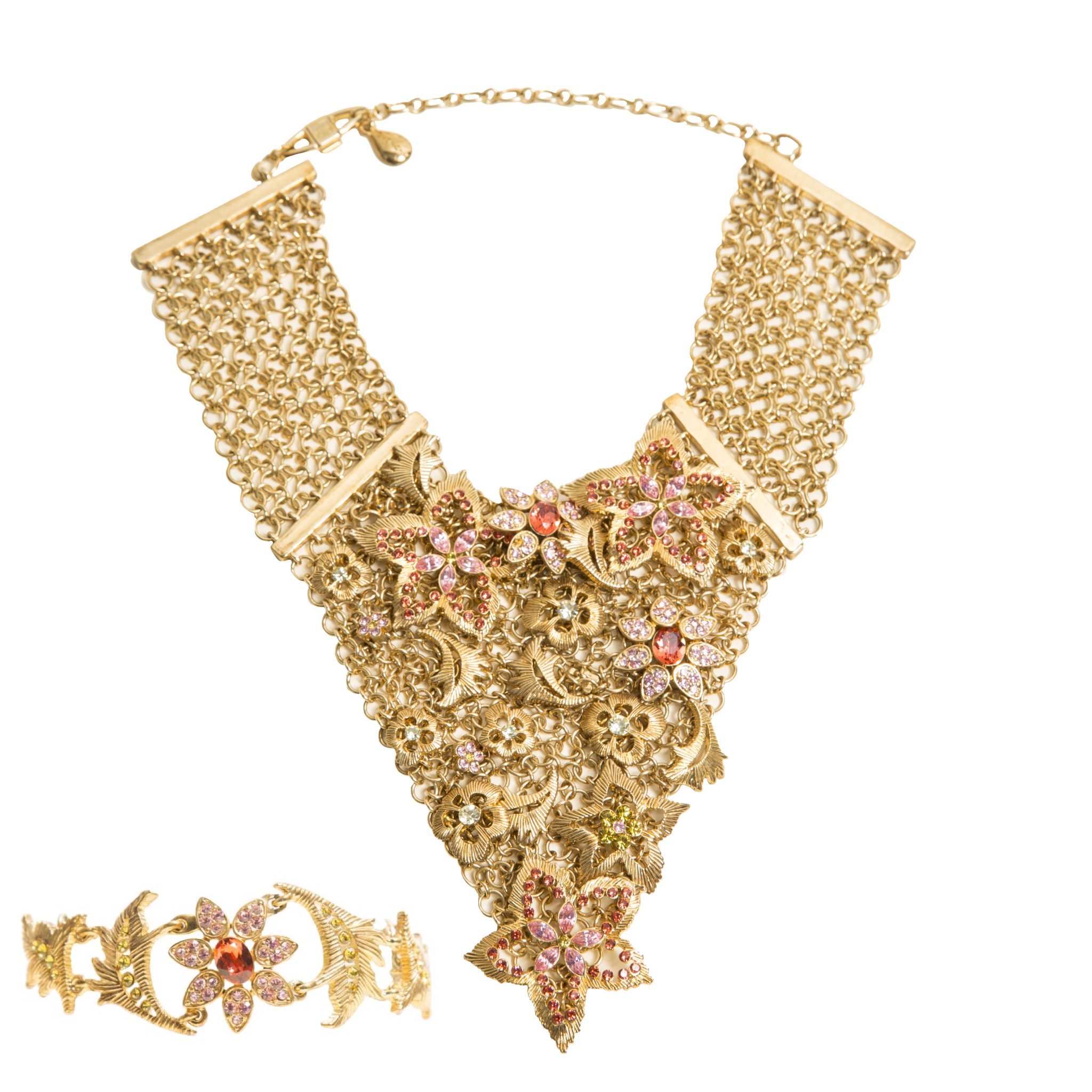 Vintage haute couture mesh flower necklace